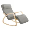 SoBuy FST16 Rocking Chair Relax Lounge Chair with Cushion Recliner with Headrest and Adjustable Footrest Grey