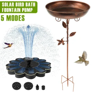 Solar Bird Bath Fountain Pump 81CM Iron Garden Birdbath Set Vintage Standing Birdbath Bowl Water Fountain for Outdoor Decoration