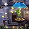 Solar Bird Feeder Metal Outdoors BirdHouse with Light Gift Ideas for Bird Lovers Outdoor Frog Garden Backyard Decoration
