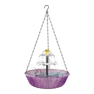 Solar Operated Hanging Fountain Bird Bath Featuring Interlacing Water Curtain And Quiet Sounds For Garden Relaxation With