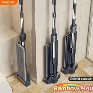 Spin Flat Mop Hands-Free Rainbow 33cm Push-pull With Scraper Floor Cleaner Mops Household Living Room Toilet Bathroom For Home