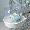 Splash-Proof Transparent Bird Bath Tub Bird Shower Box with Anti-Slip Handle for Parrots Lovebirds & Conures