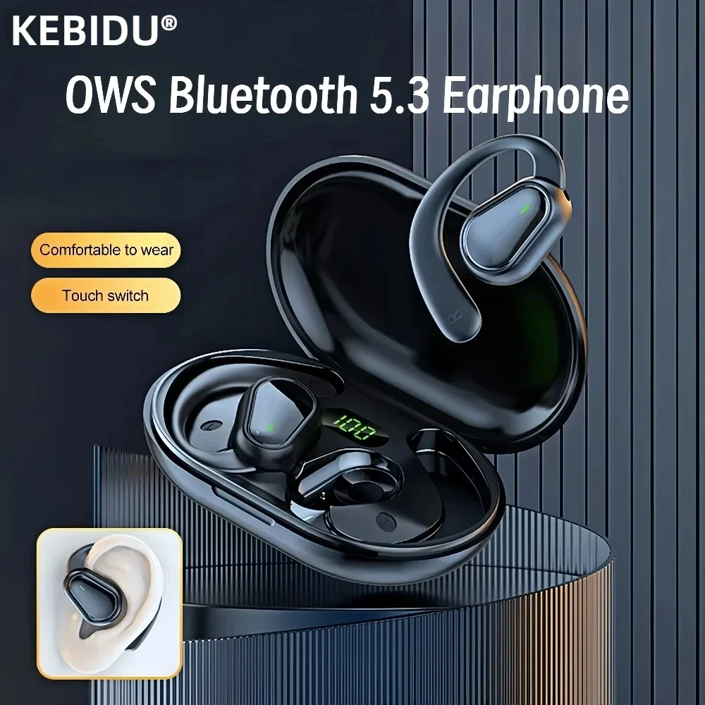 Sport Open Wireless Earhook Headphones OWS Bluetooth 5.3 Earphones HiFi Stereo Headset Noise Reduction Earbuds with Mic HD Voice