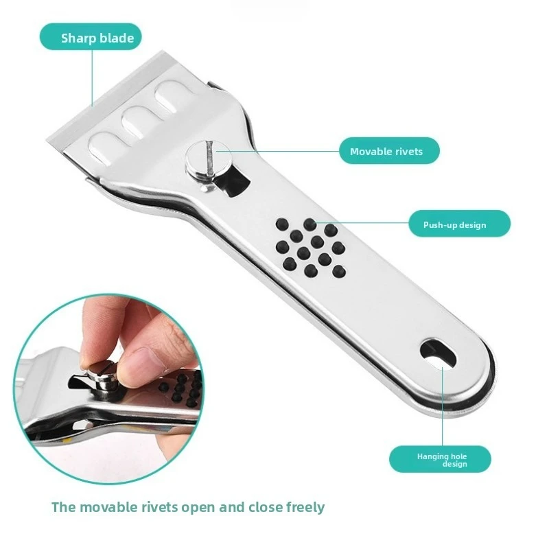Stainless Steel Hob Scraper Kitchen Glass&Ceramic Scraper with Replacement Blades Wall Floor Window Cleaning Scraper Tools - Image 6
