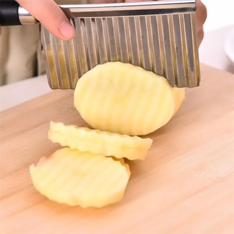 Stainless Steel Potato Chip Slicer Dough Vegetable Fruit Crinkle Wavy Slicer Knife Potato Cutter Chopper French Fry Maker - Image 2
