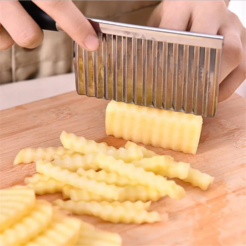 Stainless Steel Potato Chip Slicer Dough Vegetable Fruit Crinkle Wavy Slicer Knife Potato Cutter Chopper French Fry Maker - Image 3