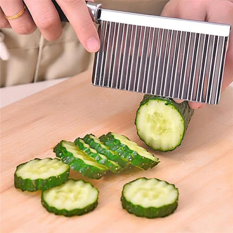 Stainless Steel Potato Chip Slicer Dough Vegetable Fruit Crinkle Wavy Slicer Knife Potato Cutter Chopper French Fry Maker - Image 4