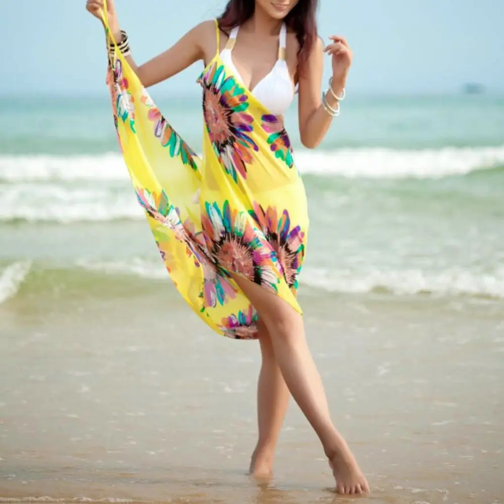 Summer Beach Suspenders Swimsuit Bikini Cover Up Swimsuit Dress Backless Skirt - Image 2