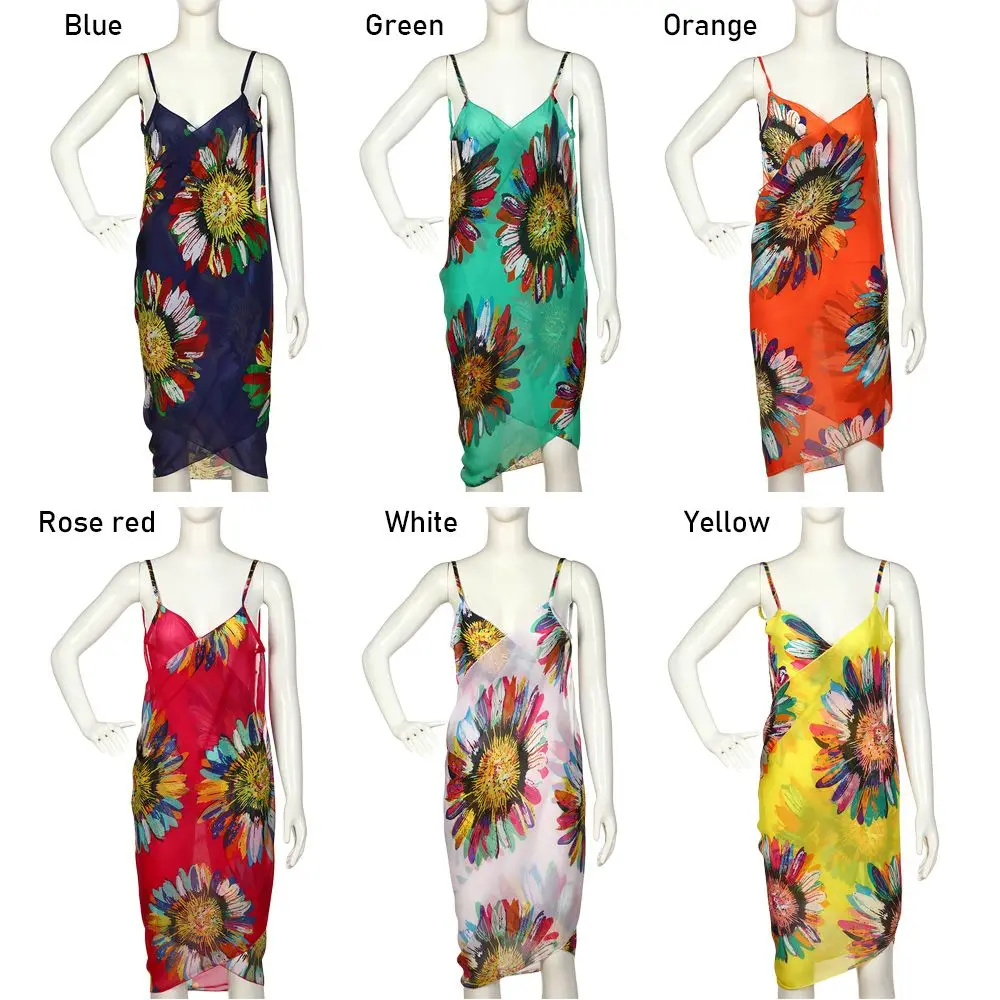 Summer Beach Suspenders Swimsuit Bikini Cover Up Swimsuit Dress Backless Skirt - Image 5