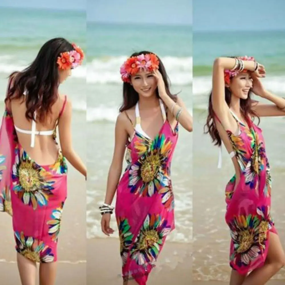 Summer Beach Suspenders Swimsuit Bikini Cover Up Swimsuit Dress Backless Skirt - Image 3