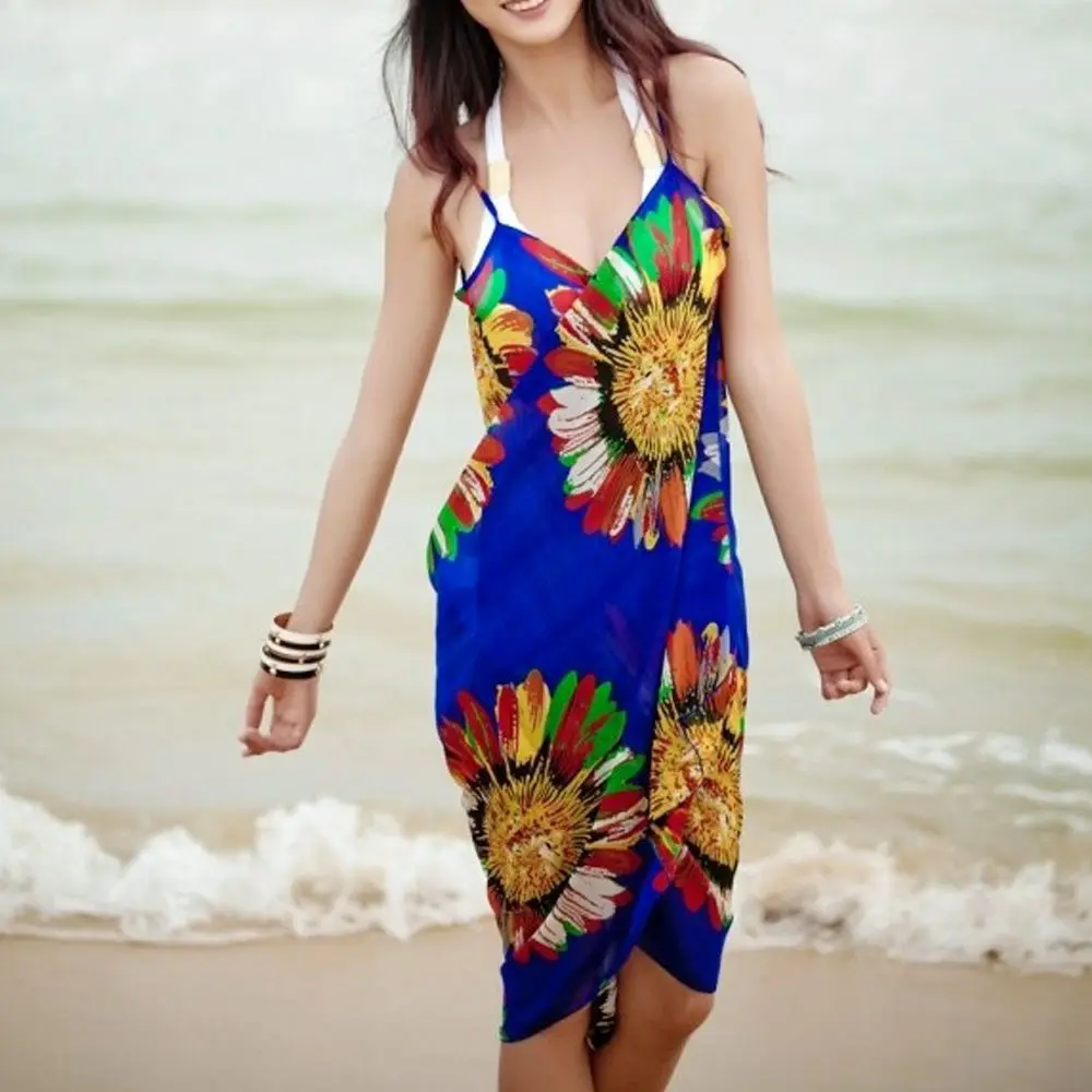 Summer Beach Suspenders Swimsuit Bikini Cover Up Swimsuit Dress Backless Skirt - Image 4