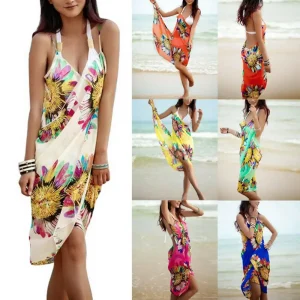 Summer Beach Suspenders Swimsuit Bikini Cover Up Swimsuit Dress Backless Skirt