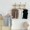 Summer Boys and Girls Casual Puppy Embroidered Sleeveless Vest Solid Color Sleeveless Baby Casual Embroidered Stretch Striped Sh