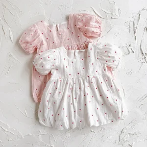 Summer Hot Newborn Baby Girl Dress Girl's Embroidered Round Sleeves Princess Dress Children's Dress 0-3Y Infant Baby Clothes