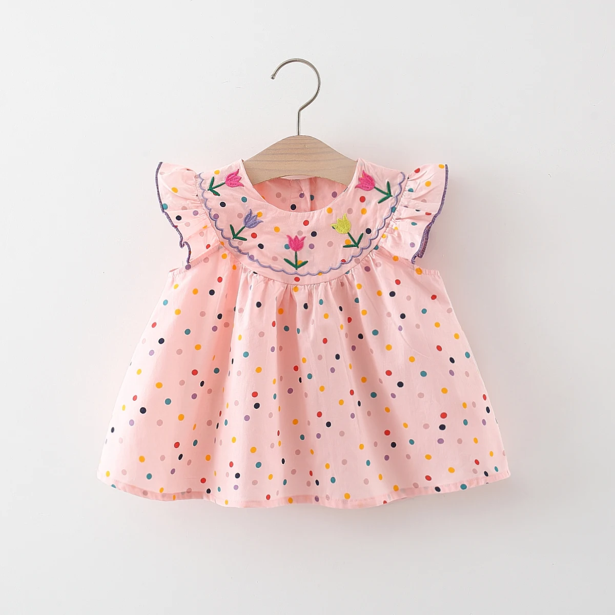 Summer New Baby Girl Dress Colorful Polka Dot Embroidered Flowers Cotton Children Clothes 0 to 3 Years Old - Image 2