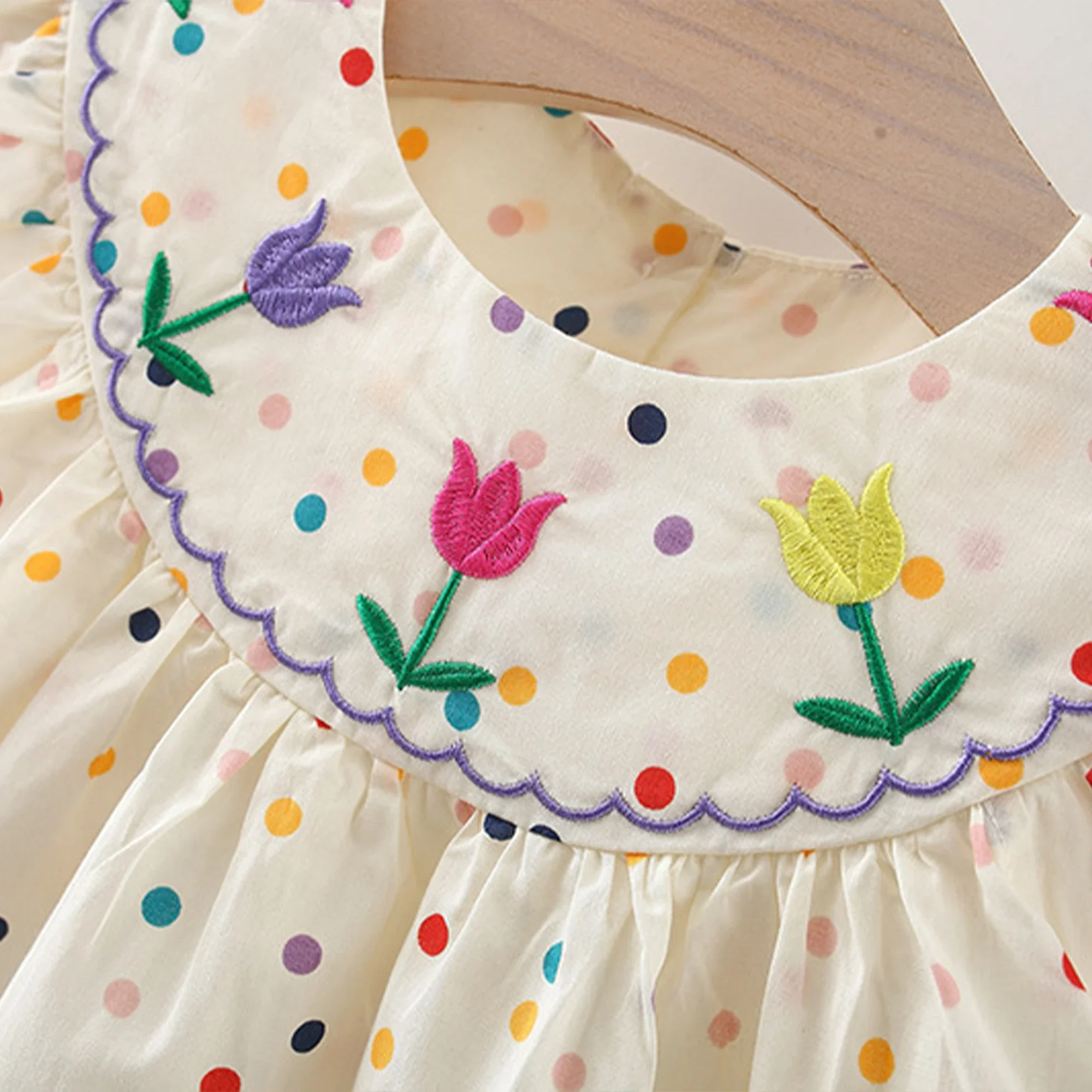 Summer New Baby Girl Dress Colorful Polka Dot Embroidered Flowers Cotton Children Clothes 0 to 3 Years Old - Image 5