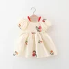 Summer New Girl Dress Cute Bubble Sleeves Embroidered Cotton Skirt Comfortable Children's Clothing Suitable for 0-3 Years Old