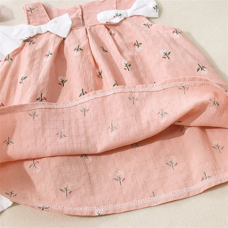 Summer Simple Solid Color Flower Baby Girl Dress Sleeveless Bowknot Children's Clothes Thin Breathable 0 To 3 Years Old Toddler - Image 4
