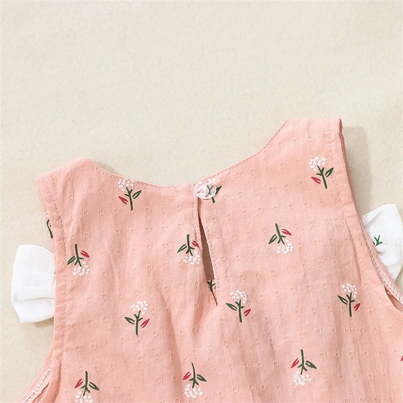 Summer Simple Solid Color Flower Baby Girl Dress Sleeveless Bowknot Children's Clothes Thin Breathable 0 To 3 Years Old Toddler - Image 5