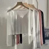 Sun Protection Cardigan Women Slim Fit Mesh Knitwear Y2K Streetwear Trend Coat Female Long Sleeve Summer Cover Up Fashion