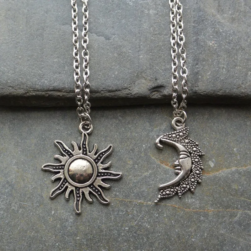 Sun and Moon Necklaces Chain Pair of Celestial Best Friends Gift for Friend Long Pendants Men Women Punk Fashion Jewelry Amulet - Image 2