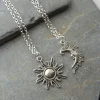 Sun and Moon Necklaces Chain Pair of Celestial Best Friends Gift for Friend Long Pendants Men Women Punk Fashion Jewelry Amulet