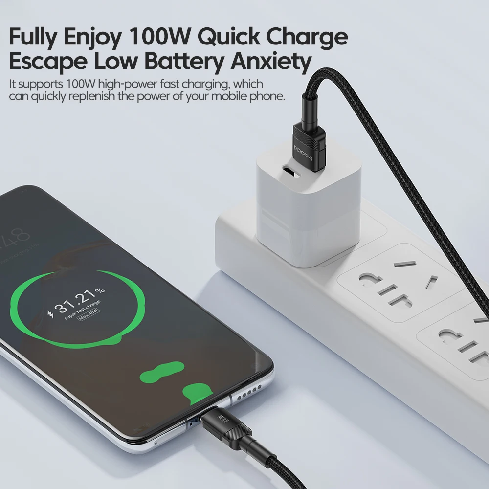Toocki USB Type C Cable Fast Charging USB C Charger Cord Wire For iPhone 14 13 12 11 Huawei P40 P30 Realme Oppo Oneplus 1m 2m - Image 2