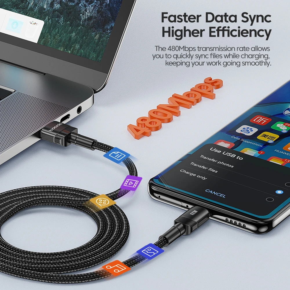 Toocki USB Type C Cable Fast Charging USB C Charger Cord Wire For iPhone 14 13 12 11 Huawei P40 P30 Realme Oppo Oneplus 1m 2m - Image 4