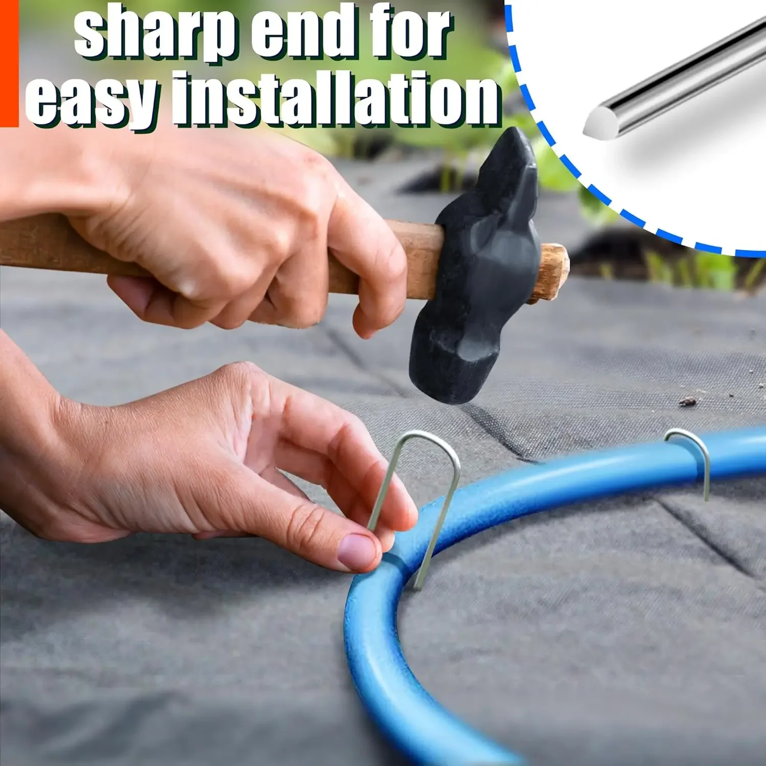 U-type Garden Staples Heavy-duty Fence Tubing Stakes Sod Pins Galvanized Landscape Spike for Holding Lawns Barrier Ground Nail - Image 3