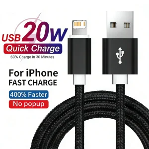 USB 20W Fast Charging Weaving Cable For iPhone X XR XS Max 11 12 13 14 Pro Max 6S 7 8 14 Plus Nylon Braided Quick Charge Cables