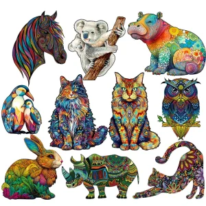 Uniquely Shaped Wooden Puzzles Distinctive Party Game Gifts Irregular Animal Shaped Wooden Puzzle Wood Jigsaws for Adults Kids