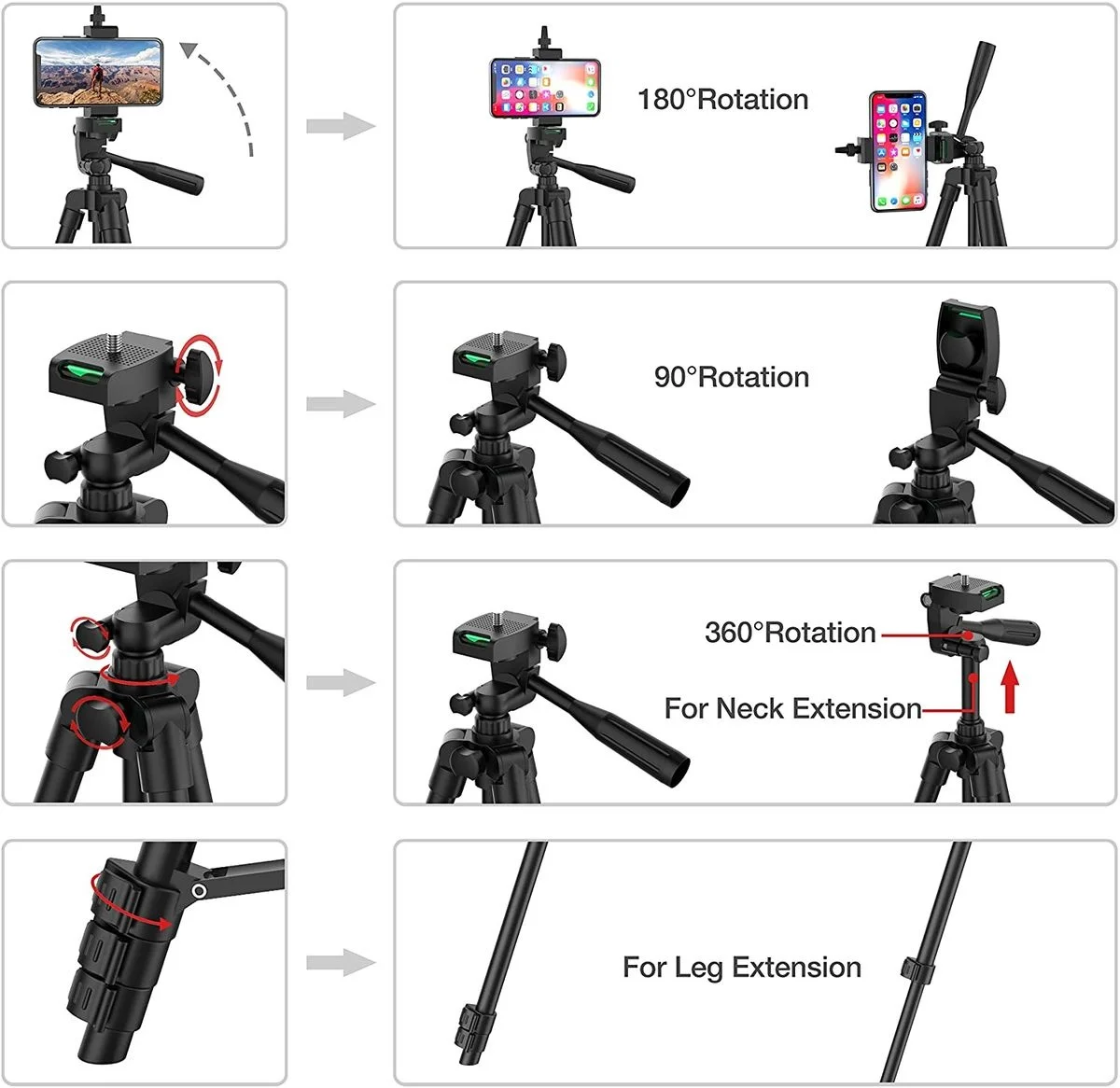 Universal Extendable Tripod Stand With Bluetooth Remote Phone Holder Lightweight Photography Live Tripods For Sports Camera DSLR - Image 2