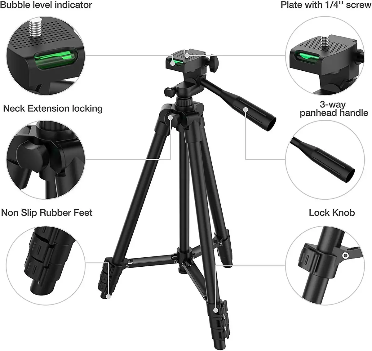 Universal Extendable Tripod Stand With Bluetooth Remote Phone Holder Lightweight Photography Live Tripods For Sports Camera DSLR - Image 4