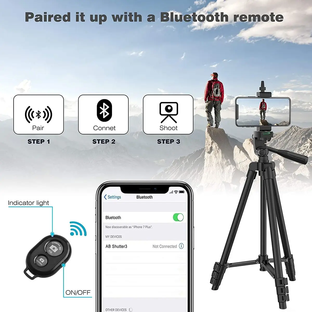 Universal Extendable Tripod Stand With Bluetooth Remote Phone Holder Lightweight Photography Live Tripods For Sports Camera DSLR - Image 3