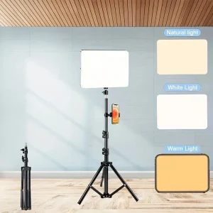Video fill light 10.0 inch with adjustable tripod stand 43.31 inch stand, suitable for studio flash photography, makeup photogra