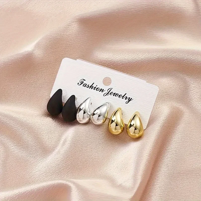 Vintage Elegant Teardrop Stud Earring Set Chic Simple Fashion Lightweight Earrings for Women Daily Wear Party Jewelry Gift 2025 - Image 3
