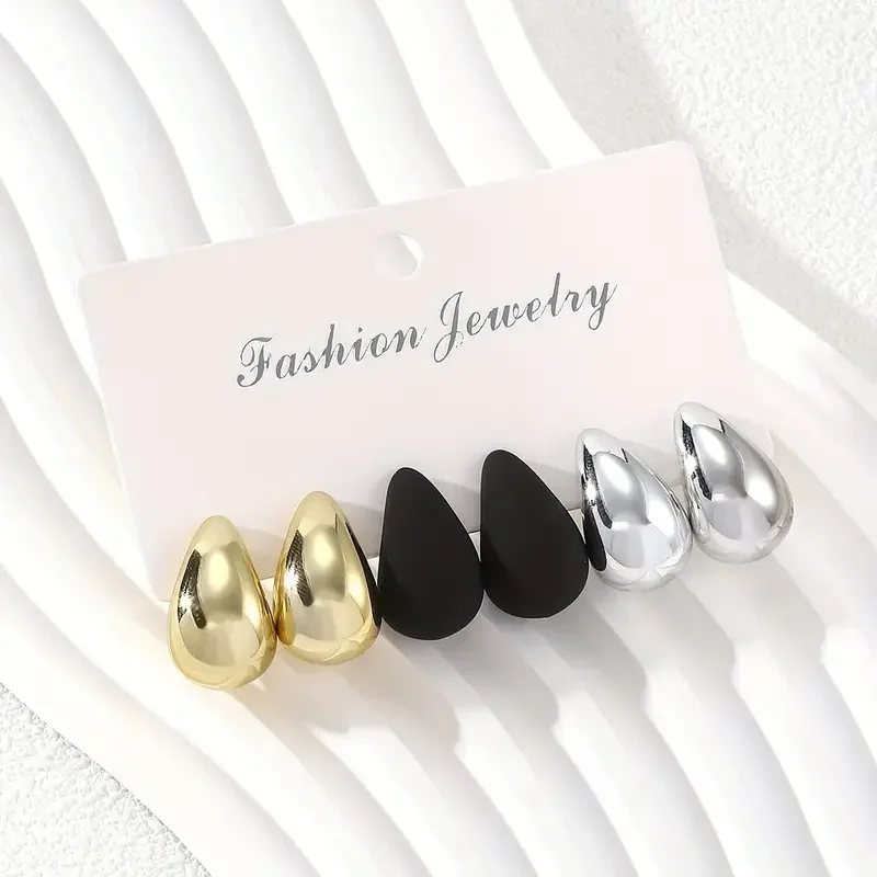 Vintage Elegant Teardrop Stud Earring Set Chic Simple Fashion Lightweight Earrings for Women Daily Wear Party Jewelry Gift 2025 - Image 4