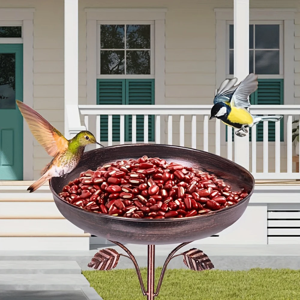 Vintage Outdoor Bird Bath - Sturdy iron with 5-pronged base, rustic garden decor, easy to install and attracts birds - perfect f - Image 2