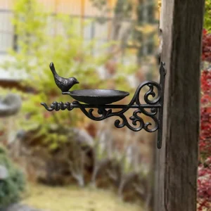 Wall Mounted Bird Bath Retro Design Garden Ornament for Patio Lawn Outdoor