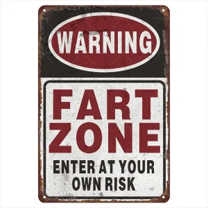 Warning Fart Zone Funny Tin Sign - Vintage Durable Metal Plaque Wall Decor, Home Office Bar Man Cave Wall Art