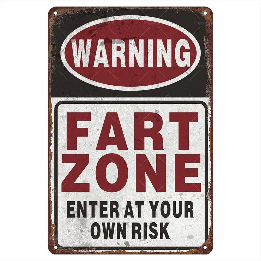 Warning Fart Zone Funny Tin Sign - Vintage Durable Metal Plaque Wall Decor, Home Office Bar Man Cave Wall Art