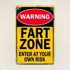 Waterproof Retro Metal Fart Zone Warning Sign - Tin Wall Art For Home, Bathroom, Bar & Garage Decor With Easy-Hang Design