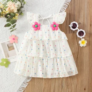 White Baby Girls Dresses Sleeveless Thin Breathable Children Clothes Summer Flowers Casual Toddler Kids Costume 0 to 3 Years Old