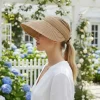 Wide Brim Visor Hat For Women UPF50+ Straw Beach Sun Visor Foldable Ponytail With UV Protection Summer Straw Hat Beach Hats