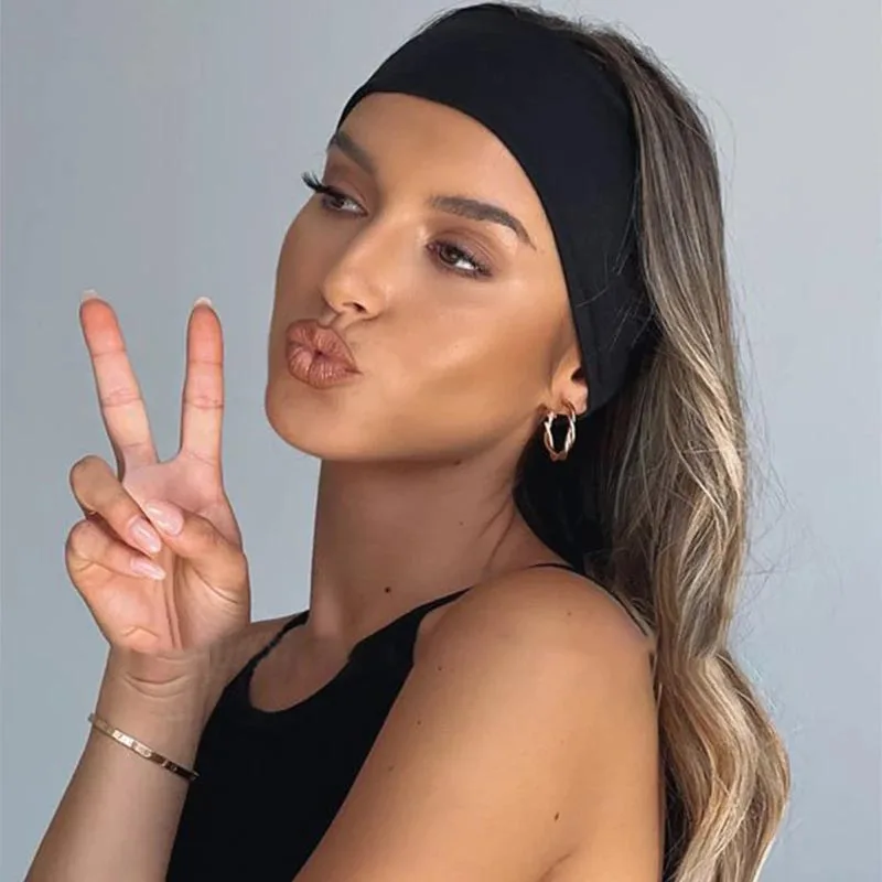 Women Headband Turban Solid Color Elastic Hair Bands Yoga Hairband Fashion Makeup Hair Hoop Vintag Headwrap Hair Accessories - Image 4