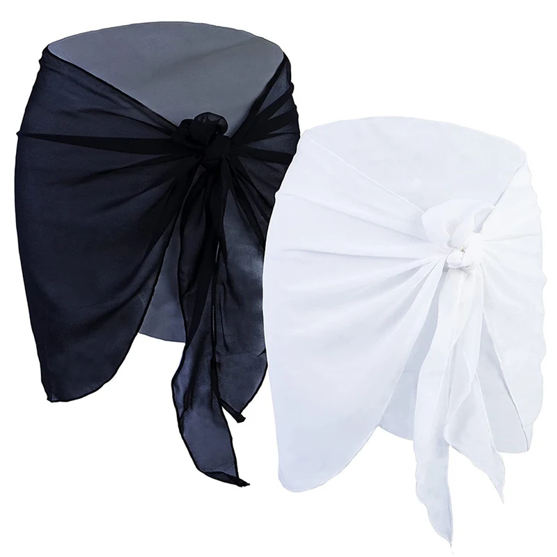 Women Short Sarongs Swimsuit Summer Coverups Beach Bikini Wrap Sheer Short Ladies Skirt Chiffon Scarf Cover Ups For Swimwear - Image 6