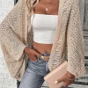 Women's Crochet Knit Cardigan Loose Batwing Sleeve Hollow Out Lace Kimono Jacket Summer Beach Cover Up Boho Style Sweater