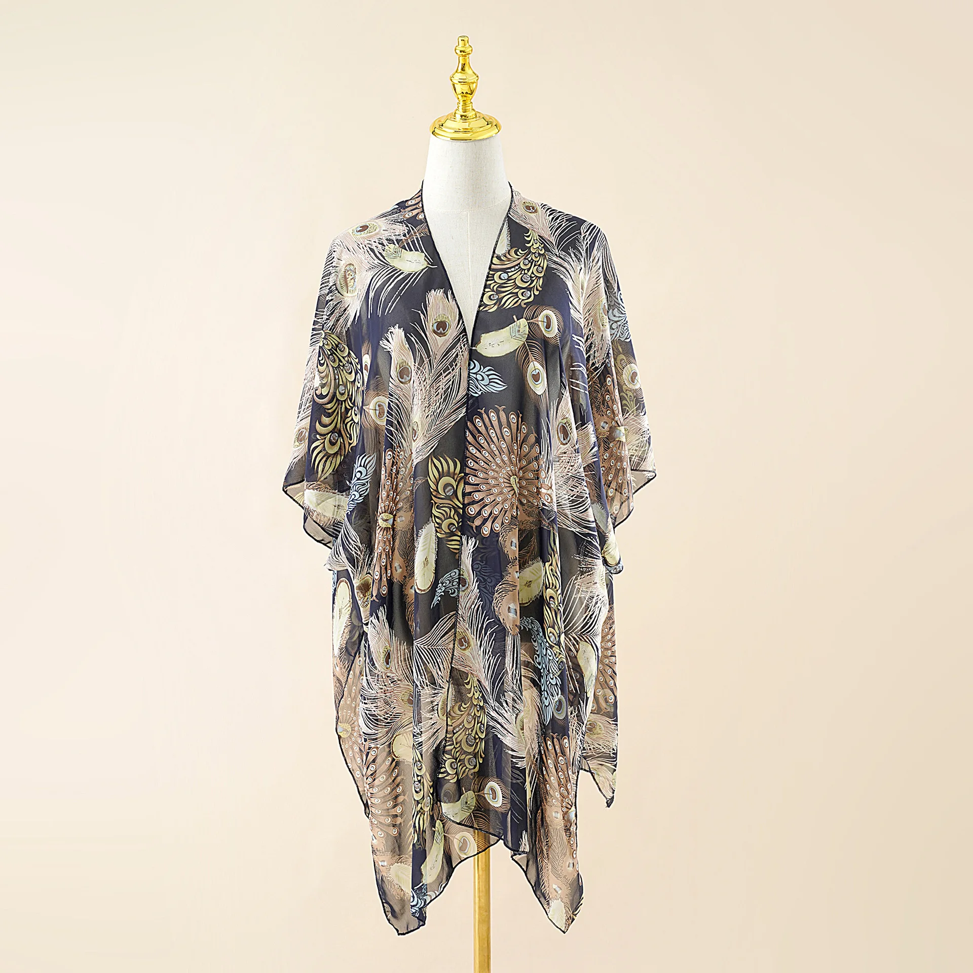 Women's Floral Loose Chiffon Coverups Beach Swim Bikini Kimono Cardigan Bathing Suit Cover Ups Blouse for Swimwear Resort Wear - Image 5