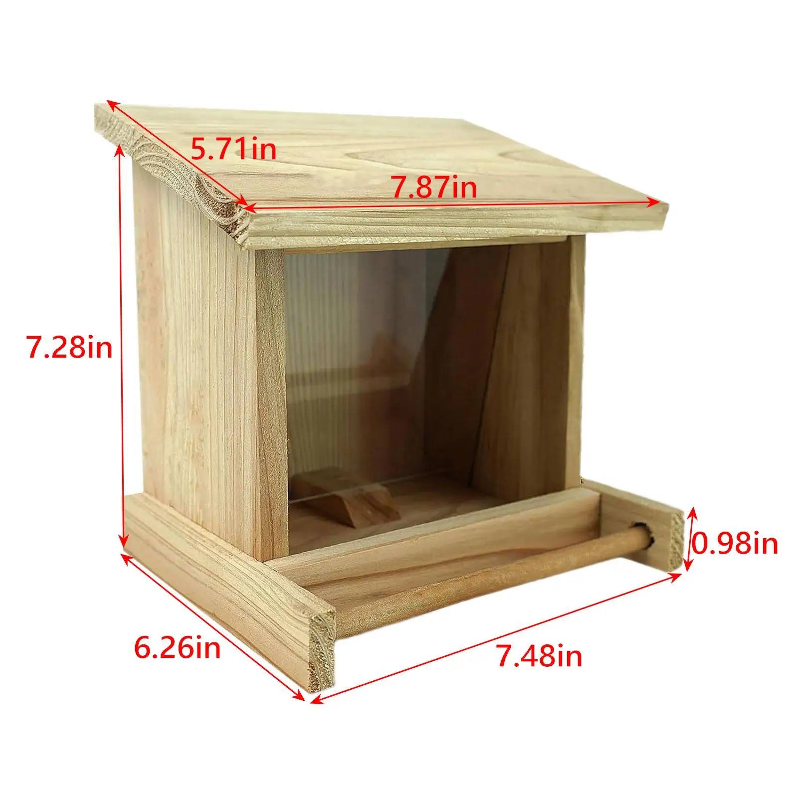 Wood Bird House Feeder with Perch, Outdoors Hanging Bird Feeding Station for Medium Small Birds Parrots