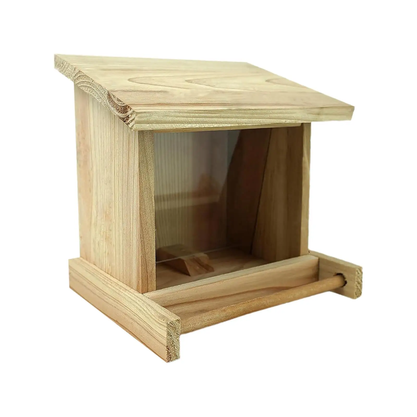 Wood Bird House Feeder with Perch, Outdoors Hanging Bird Feeding Station for Medium Small Birds Parrots